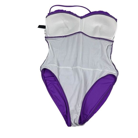 La Blanca Ruffled Halter Bandeau Mio Swimsuit Size 12 One Piece - Picture 3 of 9